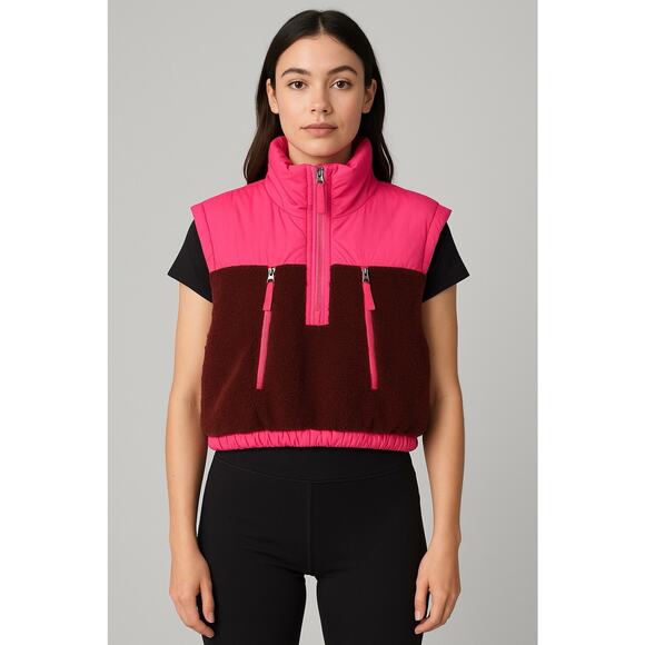 Free People Movement Journey Ahead Vest Jacket Women XS Pink Sherpa Fleece Plush - Picture 8 of 12